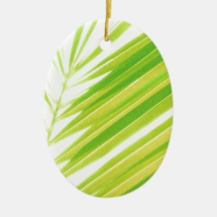 Décoration En Céramique Pale Green Pastel Palm Feuilles