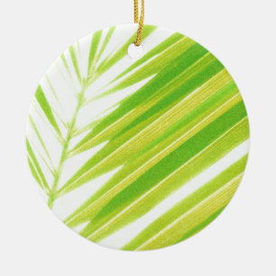 Décoration En Céramique Pale Green Pastel Palm Feuilles