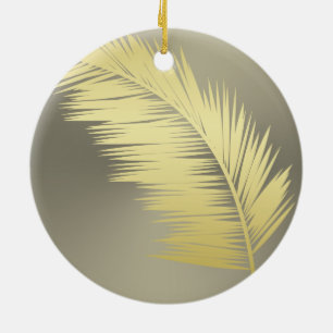Décoration En Céramique Palm Tropical d'or feuille