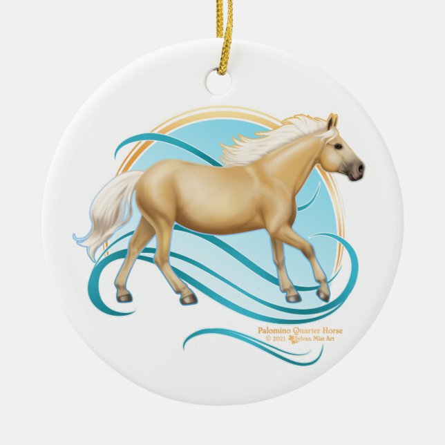 Décoration En Céramique Palomino Quarter Horse (Devant)