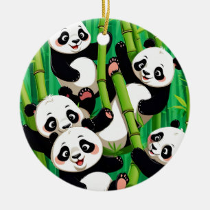 Décoration En Céramique Panda Bambou