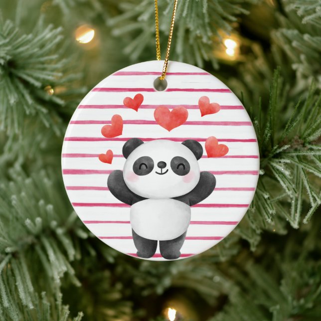 Décoration En Céramique Panda et Coeurs mignons (Arbre)