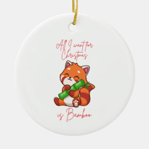 Décoration En Céramique Panda rouge : Tout ce que je veux pour Noël, c'est