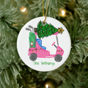 Décoration En Céramique Panier de golf rose personnalisé Père Noël Golf Sa