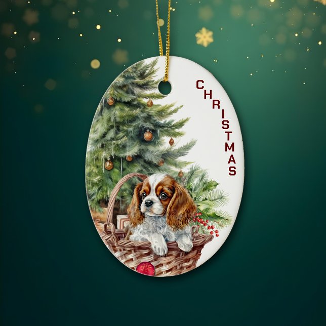 Décoration En Céramique Panier en osier de chiot Spaniel Noël (Créateur téléchargé)