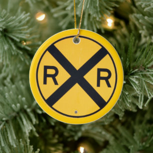 Décoration En Céramique Panneau de signalisation de passage à niveau jaune