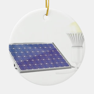 Décoration En Céramique Panneau solaire et ampoule