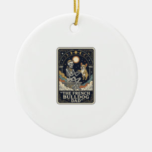 Décoration En Céramique Papa Bouledogue Français Vintage Squelette Tarot T