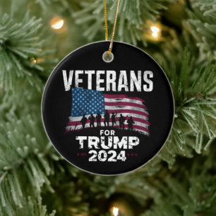 Décoration En Céramique Papa Grand-père vétérans pour Trump 2024 Drapeau a