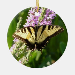 Décoration En Céramique Papillon à queue d'hirondelle sur des fleurs sauva