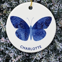 Papillon d'aquarelle bleu personnalisé