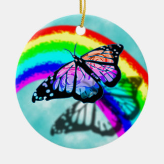 Décoration En Céramique Papillon d'arc-en-ciel