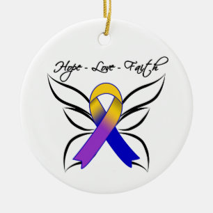 Décoration En Céramique Papillon de foi d'amour d'espoir - cancer de la