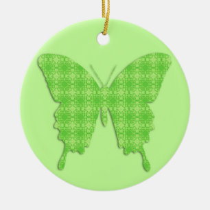 Décoration En Céramique Papillon en papier peint - vert citron