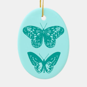 Décoration En Céramique Papillons Aqua et Turquoise