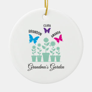 Décoration En Céramique Papillons colorés simples Grand-enfants Grand-mère