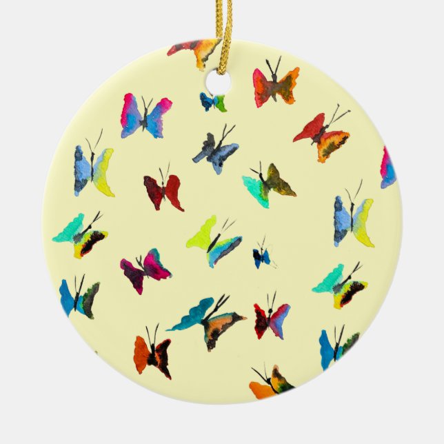 Décoration En Céramique Papillons couleur aquarelle (Devant)