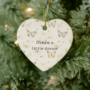 Décoration En Céramique Papillons de crème coeurs rêve Noël