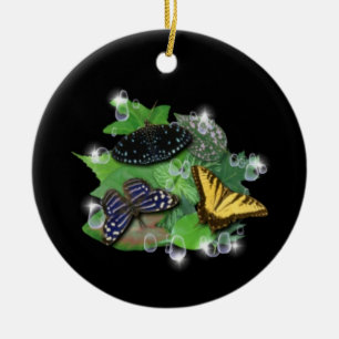 Décoration En Céramique Papillons sur Feuille