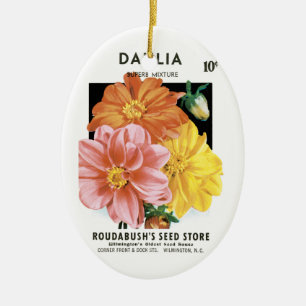 Décoration En Céramique Paquet de semences vintage, Fleurs de jardin Dahli