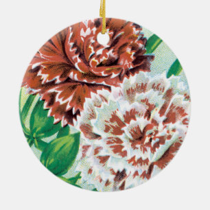 Décoration En Céramique Paquet de semences vintage, Fleurs d'oeillets rose