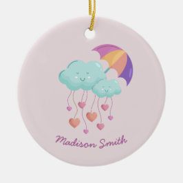 Décoration En Céramique Parapluie coloré Carte d'anniversaire avec de mign