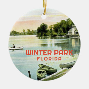 Décoration En Céramique Parc d'hiver Floride, lac Osceola Vintage