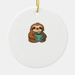 Décoration En Céramique Paresseux mignon avec tasse à café � Animal détend