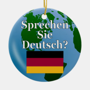 Décoration En Céramique Parles-tu allemand ? en allemand. Drapeau et globe