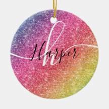 Parties scintillant arc-en-ciel Monogramme Nom de 