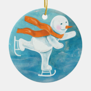 Décoration En Céramique Patinage sur glace Snowman