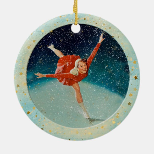 Décoration En Céramique Patinage Vintage de Noël (Dos)