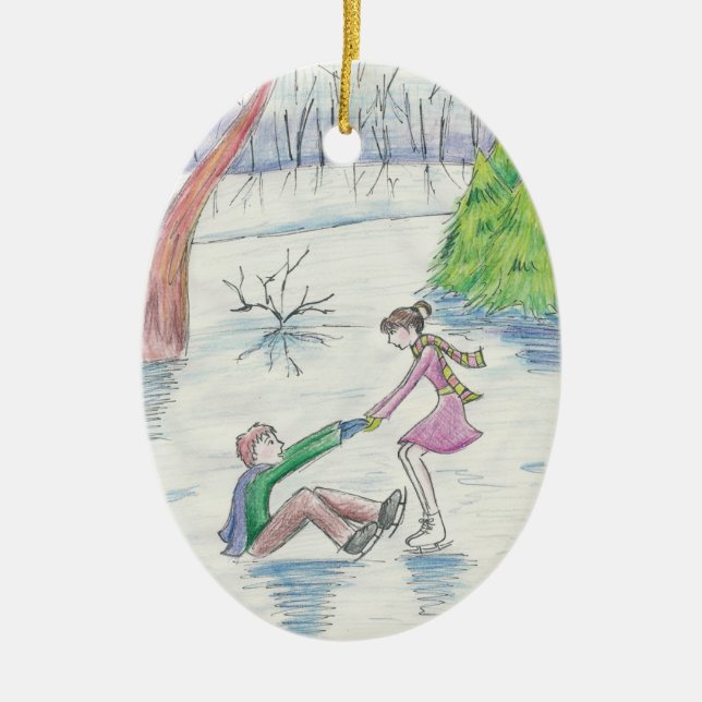 Décoration En Céramique Patineurs de glace (Devant)