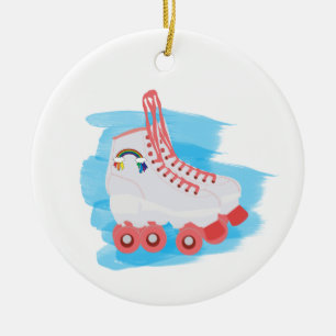Décoration En Céramique Patins à rouleaux avec éclaboussure d'aquarelle