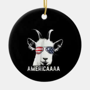 Décoration En Céramique Patriotic Goat Funny
