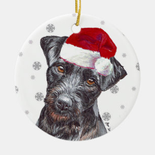 Décoration En Céramique Patterdale Terrier - Santa Hat Christmas Bauble D