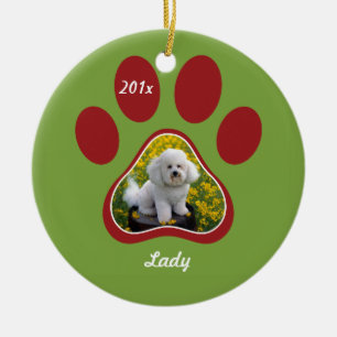 Décoration En Céramique Pawprint Personalized Pet Ornament