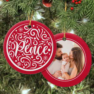Décoration En Céramique Peace Family Photo Noël