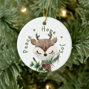 Décoration En Céramique Peace Hope Joy Reindeer masqué
