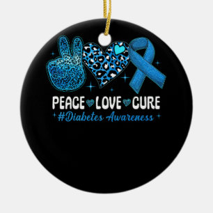 Décoration En Céramique Peace Lot Coeur Cure Grey Blue Ribbon Diabète Aw