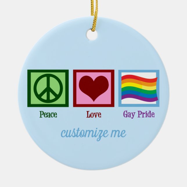 Décoration En Céramique Peace Love Gay pride Cute Custom Christmas (Devant)