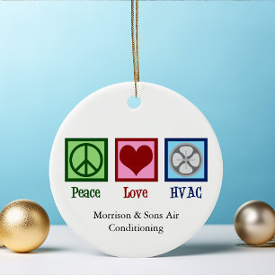 Décoration En Céramique Peace Love HVAC Company Custom Christmas
