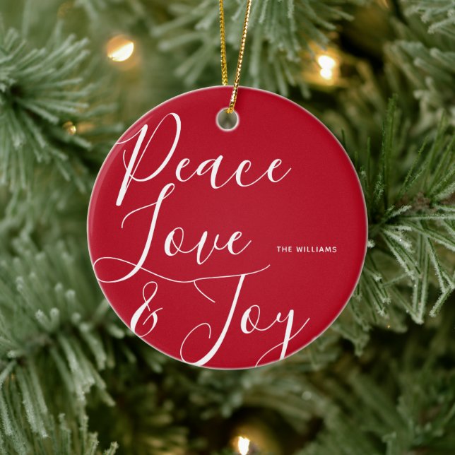 Décoration En Céramique Peace Love Joy Noël personnalisé (Arbre)