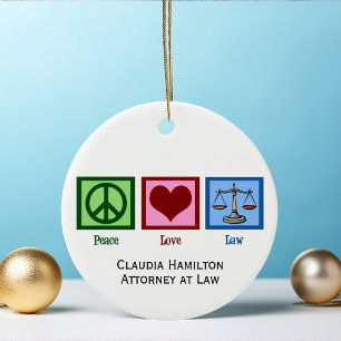 Décoration En Céramique Peace Love Law School Diplôme personnalisé Cadeau