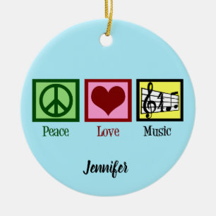 Décoration En Céramique Peace Love Musique Custom Christmas