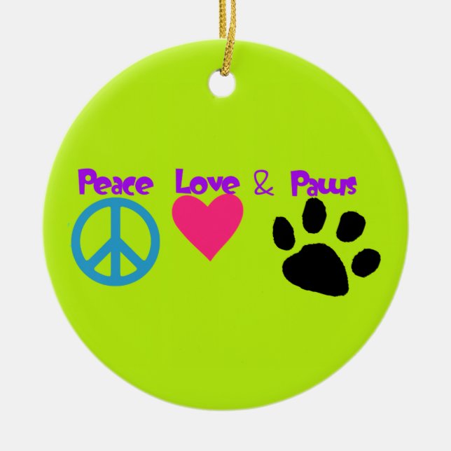 Décoration En Céramique Peace Love & Paws (Devant)