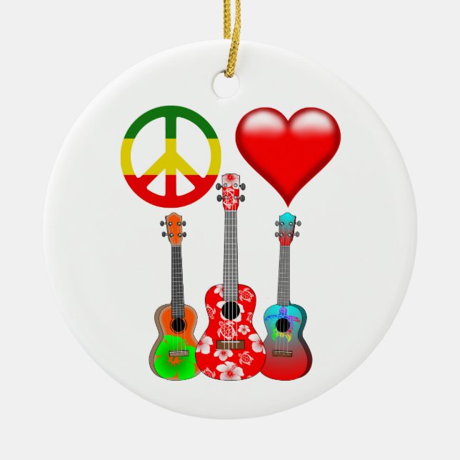 Décoration En Céramique Peace Love Ukuleles (Devant)
