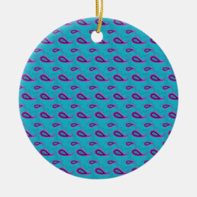 Décoration En Céramique Peacock Blue Paisley (Devant)