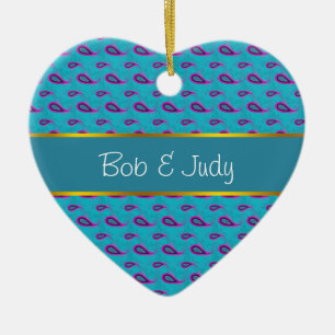 Décoration En Céramique Peacock Blue Paisley