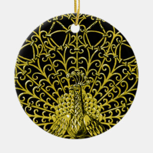 Décoration En Céramique Peacock Gold Art Nouveau